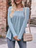 Pleated Square Neck Long Sleeve T-Shirt by Simply Love