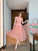 Slim Fit Waist-controlled Top Mesh Pleated Mid-length Dress Set