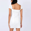 Women's Off-Shoulder Lace-Up Puff-Sleeve Single-Breasted Sheath Dress by FitiqueFit