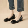 Women's French Vintage Round Toe Slip-On Flats – Low Chunky Heel Mary Jane Style by FitiqueFit