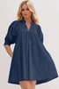 Pink Puff Sleeve Mini Dress Casual and Feminine Dress for Women Simple Classic Summer Dress by Stevvex