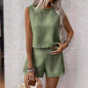 Women's Solid Color Sleeveless Vest & Shorts Set by FitiqueFit