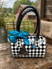 Upcycled LV Black & White Checkered Leather Speedy Bag by Neon Spur