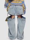 Cutout Wide Leg Jeans with Pockets