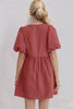 Elegant Ruched Puff Sleeve Mini Dress Vintage Bow Detail Cute Short Dress for Women by Stevvex