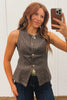 Brown Leopard Print Slim Denim Vest by Wild and Free Boutique