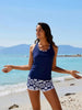 Women's 3-Piece Mandala Print Swim Set — Tank, Bikini Top & Board Shorts by FitiqueFit