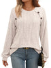 Ribbed Knit Decor Button Long Sleeve T-Shirt by Simply Love