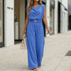 Women's Off-Shoulder Sleeveless Wide-Leg Jumpsuit – High Waist with Belt by FitiqueFit