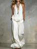 Women's V-Neck Ruffle-Trim Puff-Sleeve Two-Piece Set by FitiqueFit