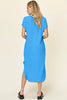 Double Take Full Size Round Neck Short Sleeve Slit Dress Stylish & Comfortable Casual Dress by Stevvex