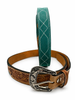 Western Stitch Genuine Suede & Hand Tooled Leather Belt -Turquoise by Neon Spur