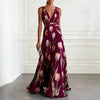 Women's Tulip Print Sleeveless Deep V-Neck A-Line Maxi Dress – 7 Colors by FitiqueFit