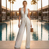 Pleated Wide-Leg Jumpsuit for Women – Sleeveless High-Waist Minimalist Long Jumpsuit by FitiqueFit