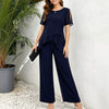 Women's Irregular Hem Top & Wide Leg Pants Two-Piece Set by FitiqueFit