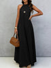 Women's Ice Silk Crinkle Sleeveless Swing Maxi Dress by FitiqueFit