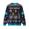 Geeksoutfit Tech Support Fun Ugly Christmas Sweater – Cozy Knit Crewneck Pullover by Dog Mom Hat