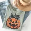 Comfort Colors® Jack o' Lantern Shirt – Preppy Coquette Halloween T-Shirt, Women's Pumpkin Bow Tee by Dog Mom Hat