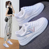 Spring Fashion Breathble Women Sneakers Leather Platform Shoes Women Lace Up Casual Shoes White Fashion Sneakers White PU Leather Platform Sneaker For Women Lace Up Walking Sneakers by Stevvex