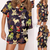 Christmas French Bulldog Satin Pajama Set For Women – Comfy Satin Sleepwear & Loungewear Pjs by Dog Mom Hat
