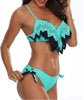 Tropical Bikini Bottom Padded Ruffled Top Push Up Bikini Swimsuit For Women Underwire Bikini Top Ruffle Padded Two Piece Bathing Suits Teen Girls Two Piece Swimsuit Women Cross Back Bathing Suit Swimwear by Stevvex