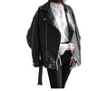 PU Faux Leather Jacket Women Loose Sashes Casual Biker Jackets Outwear Female Tops BF Style Black Leather Jacket Coat by Stevvex