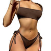 Bikinis Solid Push Up Padded Bikini Set Women Tie Side Bottom Padded Top Triangle Bikini String Bathing Suit Two Piece Swimsuit New High Waist Side Tie Swimsuit Female Swimwear Women Bather by Stevvex