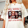Merry Creepmas T-Shirt – Chibi Christmas & Halloween Movie Characters Tee, Unisex Holiday Cotton Top by Dog Mom Hat