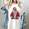 African American Santa Christmas Pajama-Style T-shirt by Dog Mom Hat