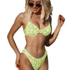 Bikini Ditsy Floral Tie Front Bandeau V Neck 2 Piece Swimsuit for Women – High Cut Cheeky Bikini Set with Hollow Out Detail and Stretchy Polyamide Fabric – Flirty Summer Beachwear for Poolside Style and Tropical Getaways by Stevvex
