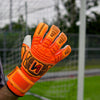 Orange Hybrid Cut Pro-Level Goalkeeper Gloves - ONEKEEPER FUSION Contact Orange and White