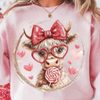 Retro Valentine Highland Cow Sweatshirt by Dog Mom Hat