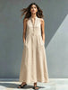 Women's Stand-Collar A-Line Maxi Dress – Resort & Vacation Style by FitiqueFit