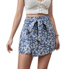 SpringSummer Floral Lace-Up High-Waisted Shorts
