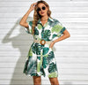 Women’s Belted Short Sleeve Midi Dress by FitiqueFit