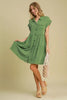 Green Full Size Button-Down Shirt Dress Plus Size Casual & Simple Lightweight Dress by Stevvex