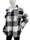 Autumn And Winter Long Sleeve Double Pocket Plaid Furry Coat Women