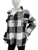 Autumn And Winter Long Sleeve Double Pocket Plaid Furry Coat Women