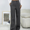 Ladies' Solid Color Loose Wide Leg Straight Leg Pants by FitiqueFit