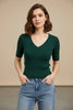 Solid Color Ice Silk Knit Top for Women – Slim-Fit Short Sleeve Elegant Commuter Top by FitiqueFit
