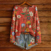 Women’s Fall Wildflower Print Long Sleeve T-Shirt by FitiqueFit