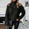Women’s Elegant Off-Shoulder Turtleneck Sweater — Long Sleeve Knit Top by FitiqueFit