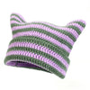 Women’s Hand Knitted Striped Cat Hat – Cute Warm Winter Beanie by FitiqueFit