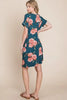 New Summer Floral Round Neck Short Tee Dress with Pockets For Women – Casual and Comfortable Floral Tee Dress with Pockets for Everyday Wear by Stevvex