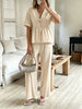 Women's V-Neck Loose Short-Sleeve Top & Wide-Leg Pants Set by FitiqueFit