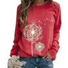 Womens Dandelion-Print Crew-Neck Long-Sleeve Loose Casual Sweatshirt by My Store