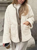 Modern Cozy Women Luxuriously Cozy Contrast Button Up Sherpa Jacket with Pockets For Fall & Winter by Stevvex