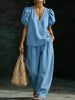 Women’s V-Neck Casual Two Piece Set by FitiqueFit