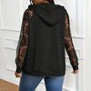 Women’s Plus Size Hoodie – Lace Long Sleeve Pullover Top by FitiqueFit