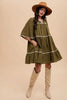 Tassel Contrast Trim Tie Neck Half Sleeve Tiered Dress – Bohemian Tassel Details, Contrast Trim, and Tiered Design for a Flowing, Feminine Look by Stevvex